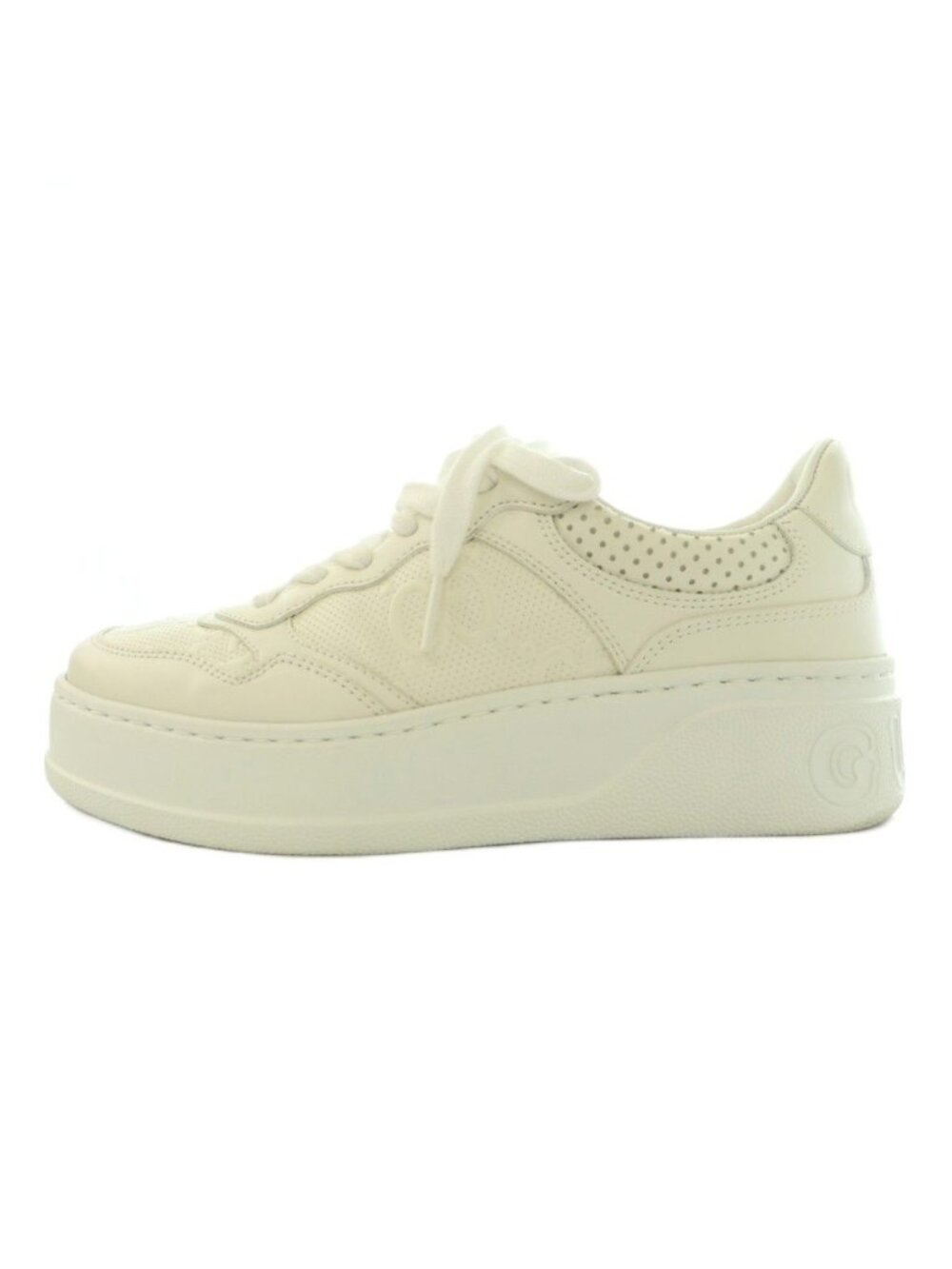 Gucci GG Embossed Sneakers Low Cut Thick Sole Leather One Color Interlocking
